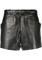 Saint Laurent belted leather shorts