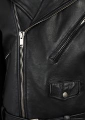 Saint Laurent Belted Leather Zip-up Jacket