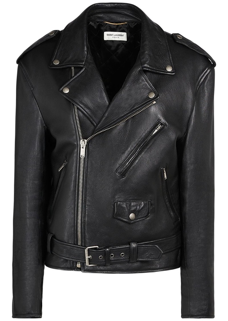 Saint Laurent Belted Leather Zip-up Jacket