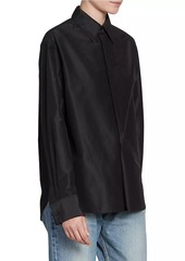 Saint Laurent Boyfriend Shirt In Cotton And Silk Taffeta