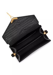 Saint Laurent Cassandra Mini Top Handle Bag in Crocodile-Embossed Shiny Leather