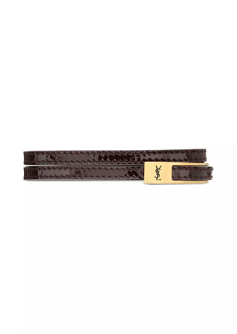 Saint Laurent Cassandre Buckle Bracelet in Leather