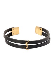 Saint Laurent Cassandre Double-row Leather Bracelet