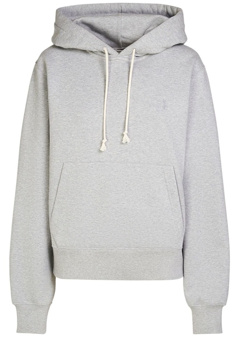 Saint Laurent Cassandre Embroidered Cotton Hoodie