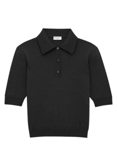 Saint Laurent Cassandre Polo Shirt in Cashmere, Wool, and Silk