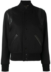 Saint Laurent leather trim varsity jacket