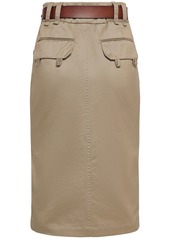 Saint Laurent Cotton Gabardine Midi Skirt