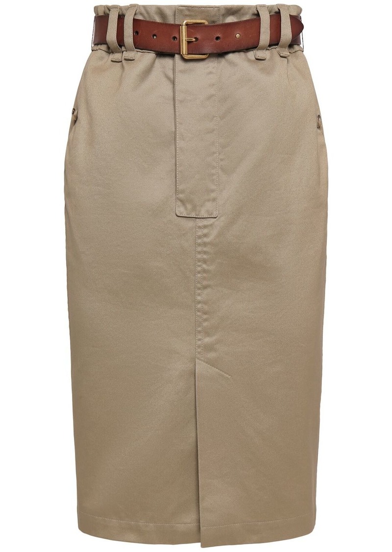 Saint Laurent Cotton Gabardine Midi Skirt