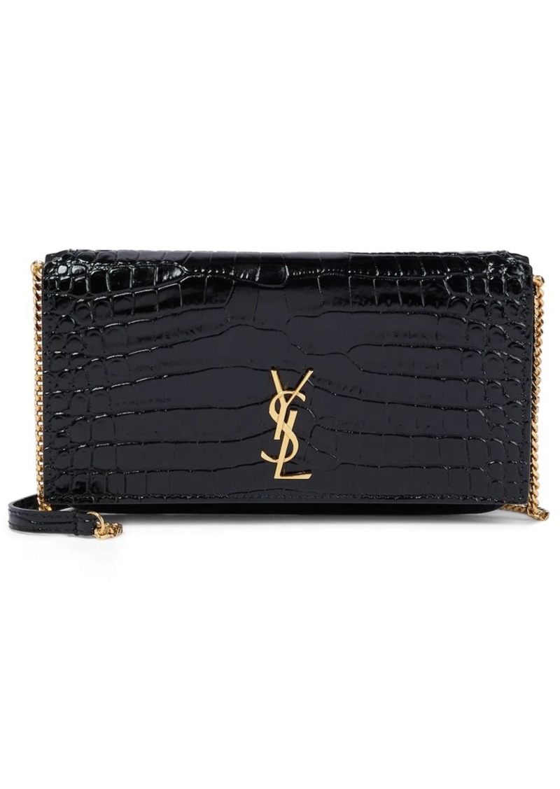 Saint Laurent Cassandre leather phone pouch