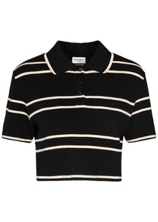 Saint Laurent Cropped Cotton Polo Top