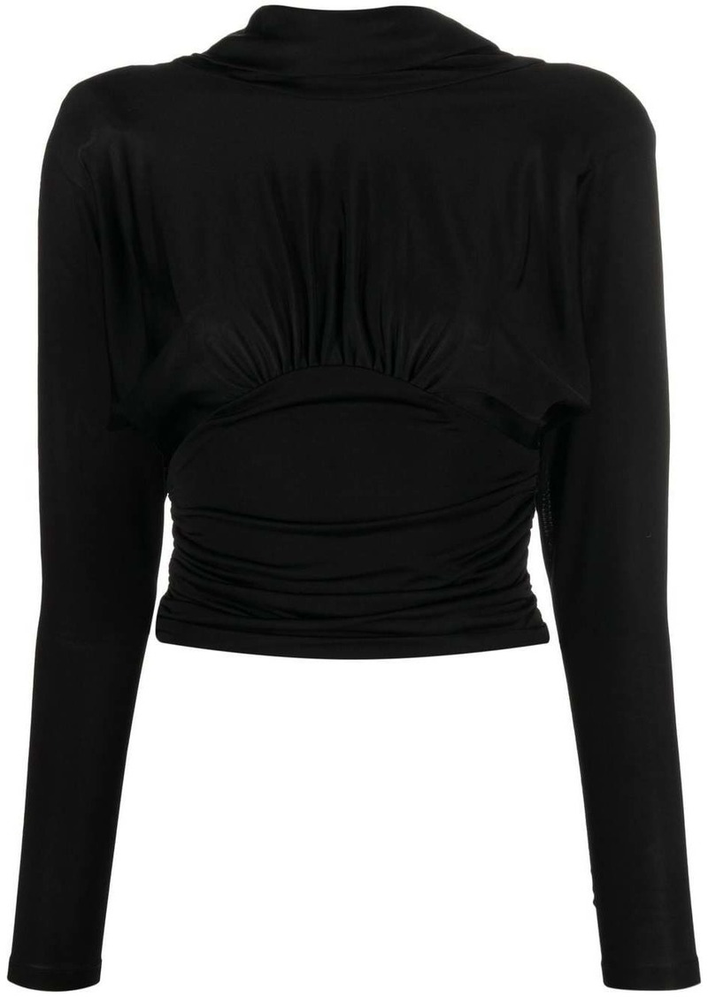 Saint Laurent cropped cowl-back top