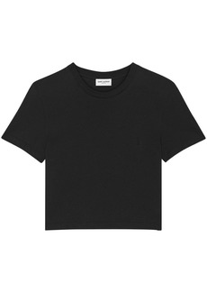 Saint Laurent embroidered-logo cropped T-shirt