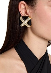 Saint Laurent Crystal Cross Earrings in Resin and Metal