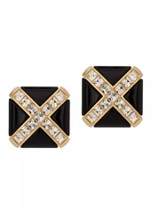 Saint Laurent Crystal Cross Earrings in Resin and Metal