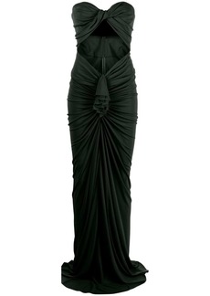 Saint Laurent cut-out ruched strapless gown