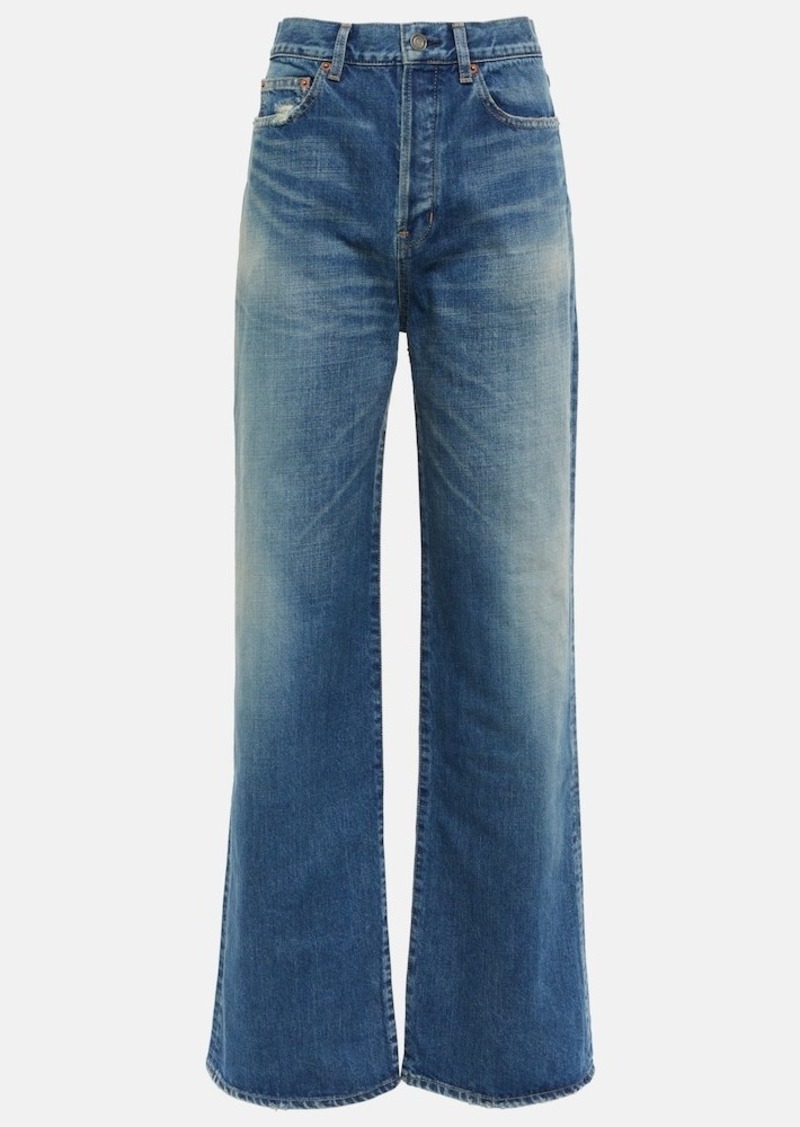Saint Laurent Distressed high-rise straight jeans