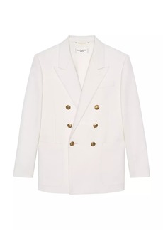 Saint Laurent Double-Breasted Blazer In Wool Twill