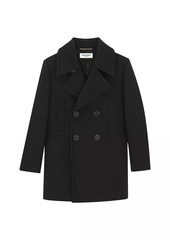 Saint Laurent Double-Breasted Peacoat in Wool