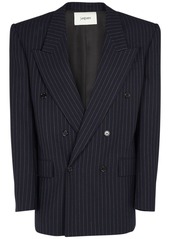 Saint Laurent Double Breasted Pinstriped Wool Jacket