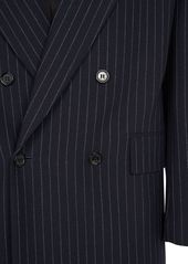 Saint Laurent Double Breasted Pinstriped Wool Blazer