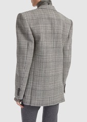 Saint Laurent Double Breasted Plaid Wool Jacket