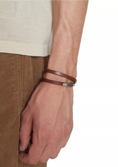 Saint Laurent Double-Wrap ID Bracelet In Leather