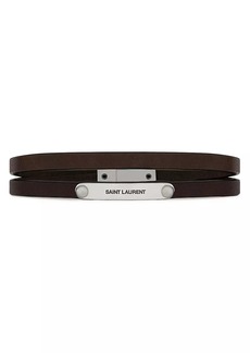 Saint Laurent Double-Wrap ID Bracelet In Leather