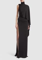 Saint Laurent Draped Viscose Long Dress