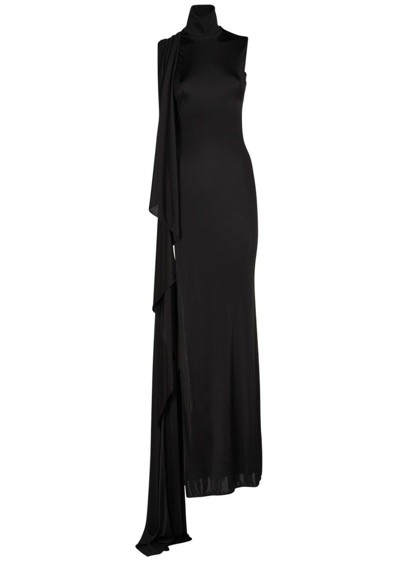 Saint Laurent Draped Viscose Long Dress