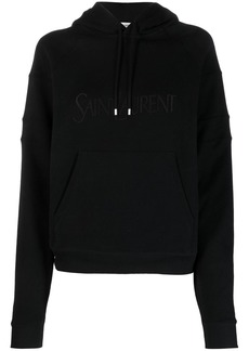 Saint Laurent embroidered-logo cotton hoodie
