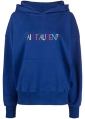 Saint Laurent embroidered-logo long-sleeve hoodie
