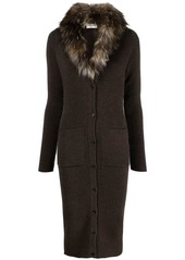 Saint Laurent faux-fur detail cardigan dress