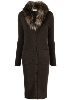 Saint Laurent faux-fur detail cardigan dress
