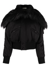Saint Laurent faux-fur trimmed cropped bomber jacket