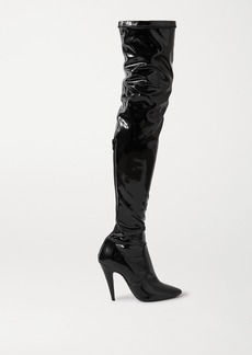 Saint Laurent Faux Patent-leather Over-the-knee Boots
