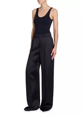 Saint Laurent Flared Pants In Grain De Poudre