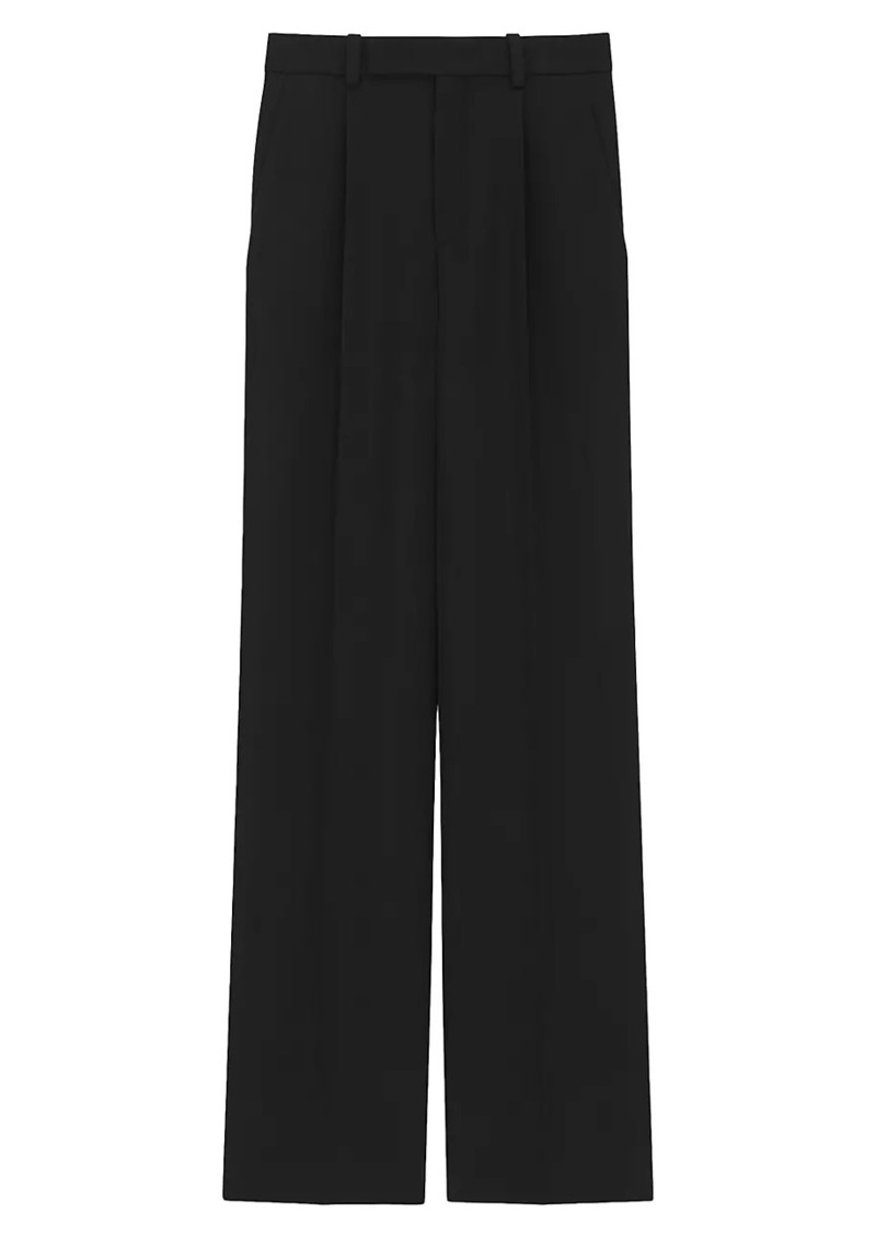 Saint Laurent Flared Pants In Grain De Poudre