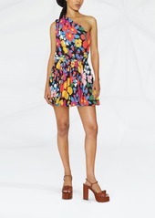 Saint Laurent floral-print one-shoulder mini dress