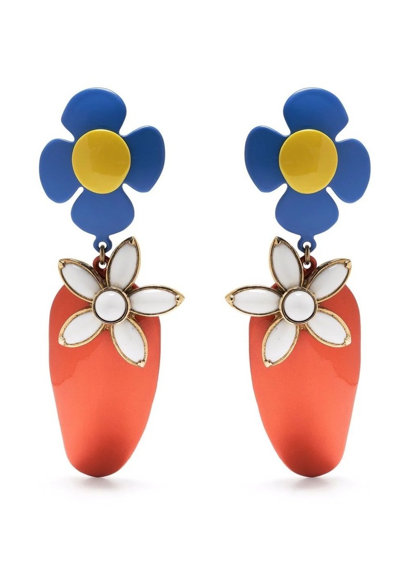 Saint Laurent flower and strawberry clip-on earrings