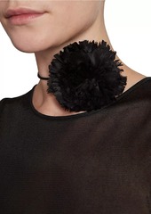 Saint Laurent Flower Necklace In Silk Satin