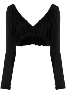 Saint Laurent gathered jersey cropped top