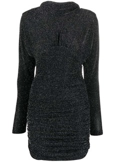 Saint Laurent glittery draped-back mini dress