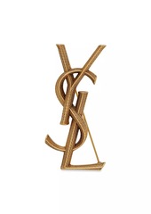 Saint Laurent Goldtone YSL Logo Brooch