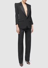 Saint Laurent Grain De Poudre High Waist Wool Pants