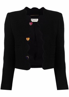 Saint Laurent heart-buttons cropped tweed jacket