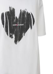 Saint Laurent Heart Printed Cotton Jersey T-shirt