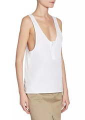 Saint Laurent Henley Tank Top in Cotton Poplin