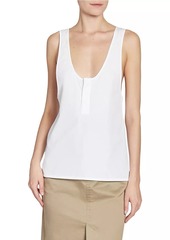 Saint Laurent Henley Tank Top in Cotton Poplin