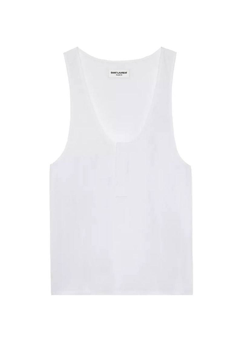 Saint Laurent Henley Tank Top in Cotton Poplin