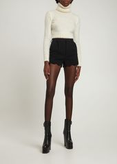 Saint Laurent High Waist Wool Tweed Shorts